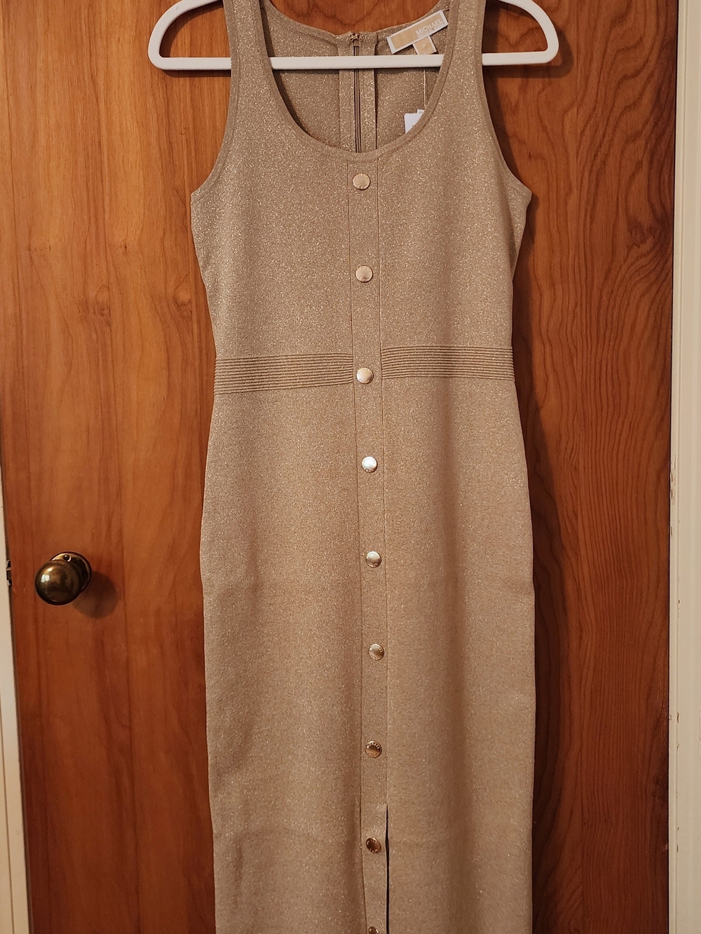 Michael Kors Gold Metallic Sleeveless Maxi Dress
